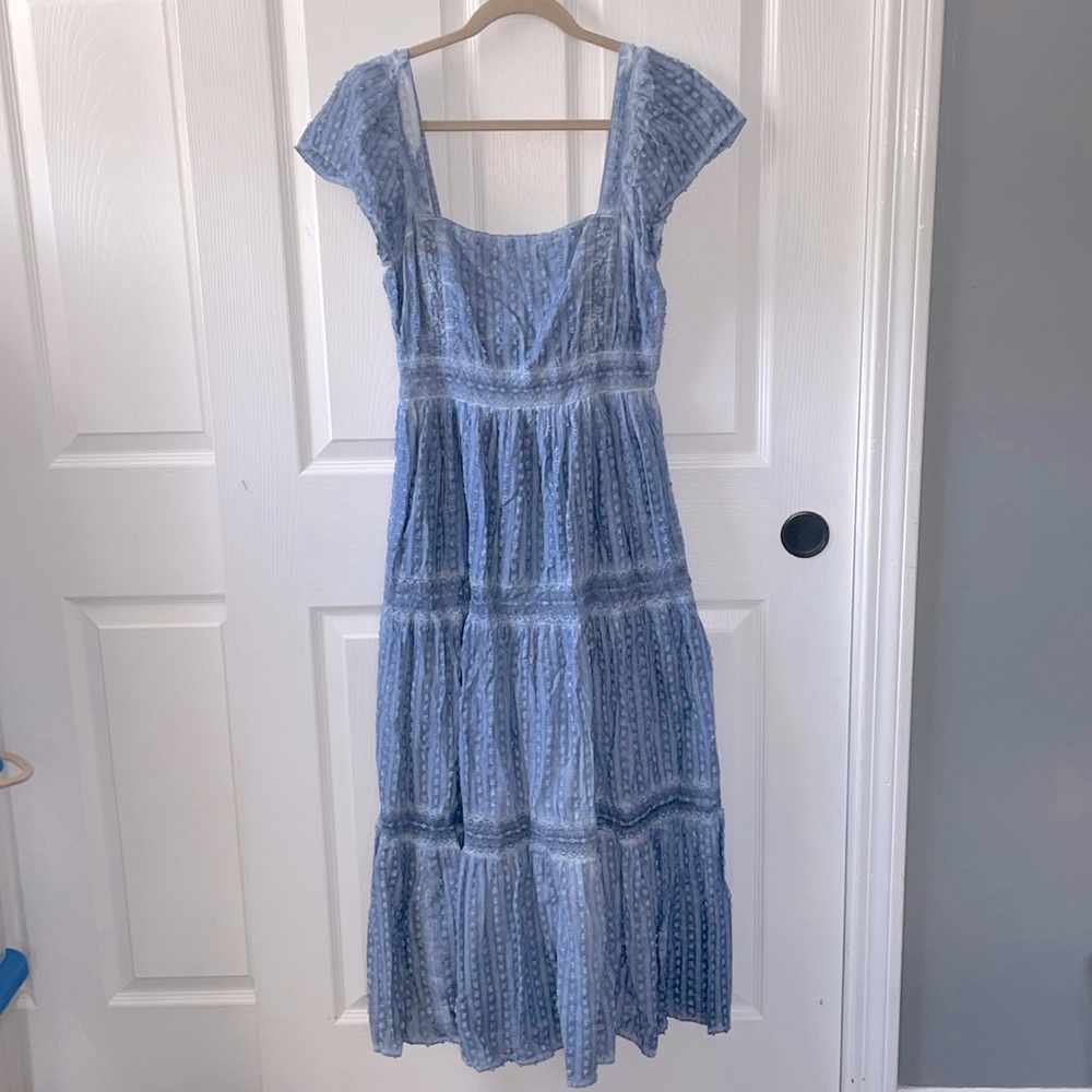 American Eagle Outfitters Light Blue Tiered Maxi Dress